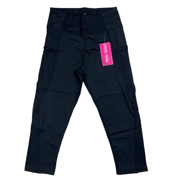 Women's Small Black Yoga High Waisted Activewear Workout Leggings Capris Pockets - Picture 1 of 7